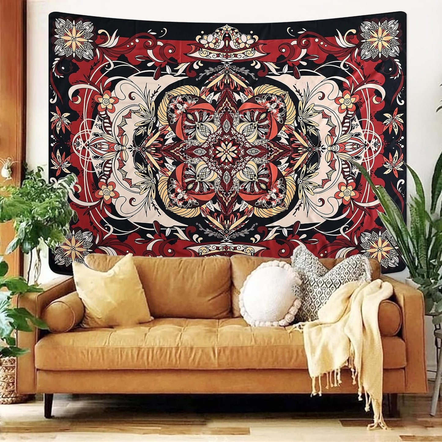 CHDGDHC Mandala Tapestry - Moth Wall Hanging, UV Resistant, Machine Washable, Lightweight, Psychedelic Bedroom Aesthetic Decor for Bedroom, Living Room, Yoga Room - 79.92x59.84 Inch