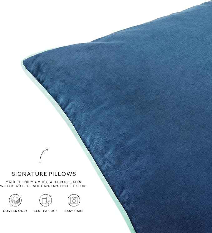 MONDAY MOOSE Decorative Throw Pillow Covers Cushion Cases, Set of 4 Soft Velvet Modern Double-Sided Designs, Mix and Match for Home Decor, Pillow Inserts Not Included (14x14 inch, Green/Blue)