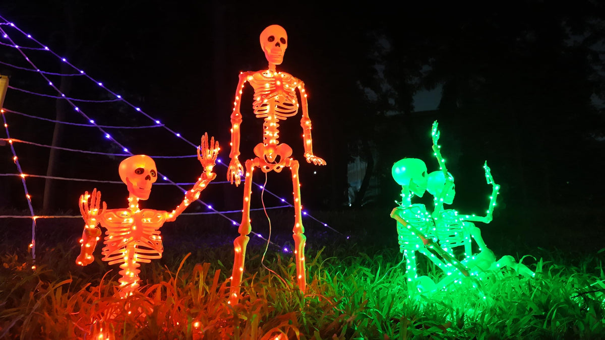 Purple & Orange Light Halloween Skeleton Decor (Orange Light & Purple Light)
