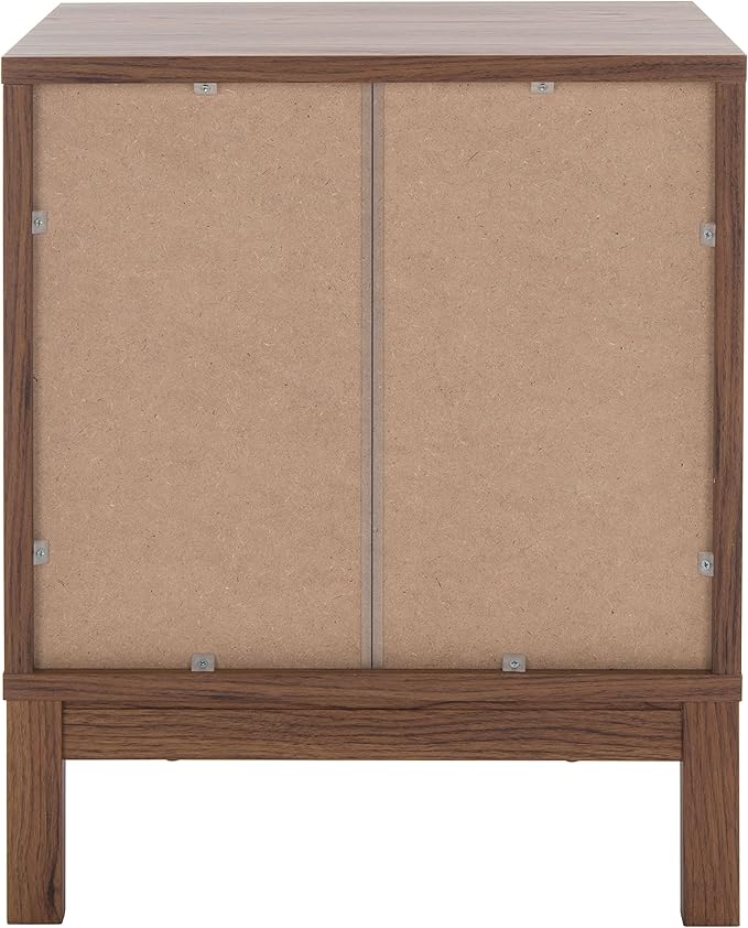 SAFAVIEH Home Collection – Galio Walnut & Gold 2-Drawer Nightstand, Vintage-Inspired Bedside Table with Storage for Bedroom (NST9600A)