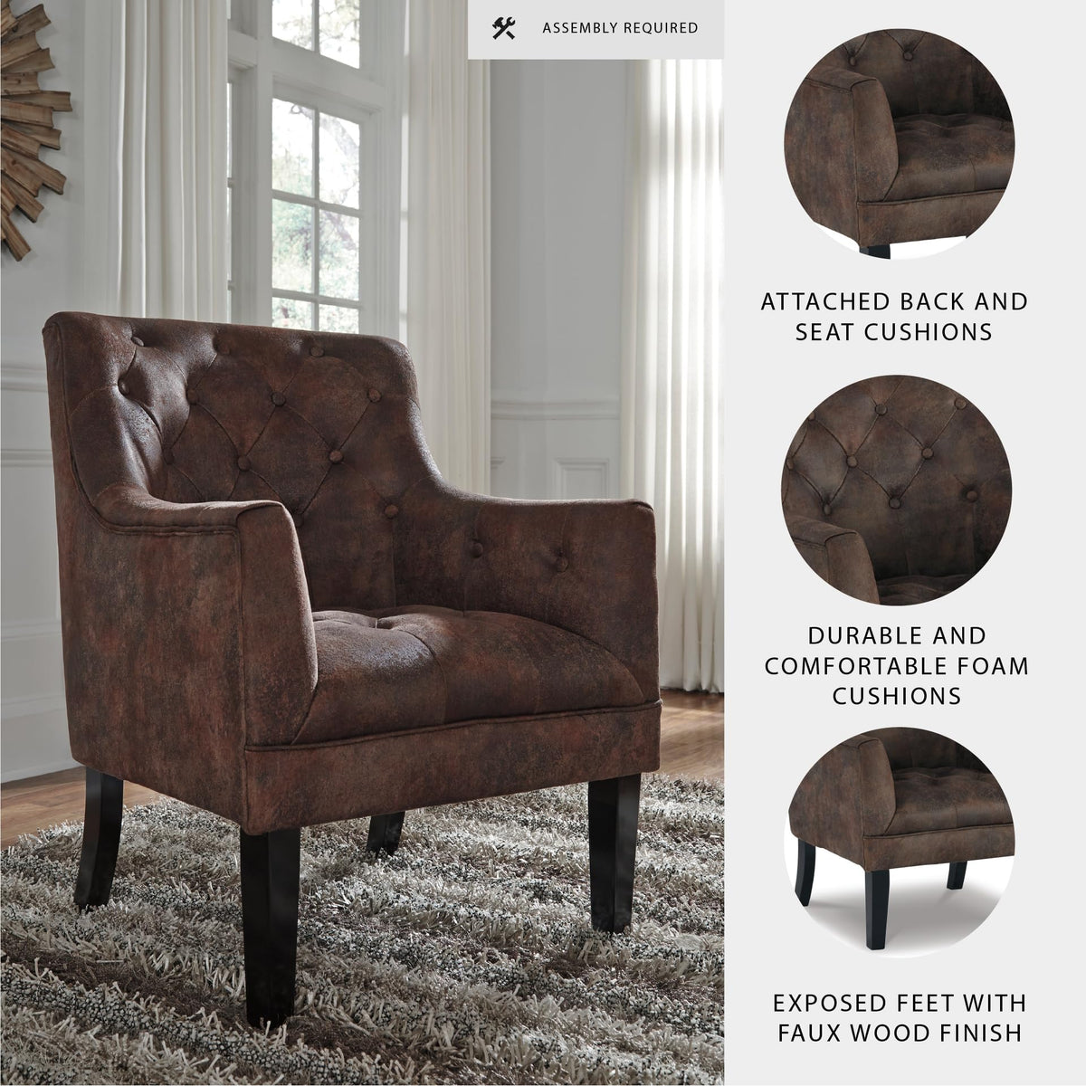 Drakelle Traditional Accent Chair with Diamond Button Tufting