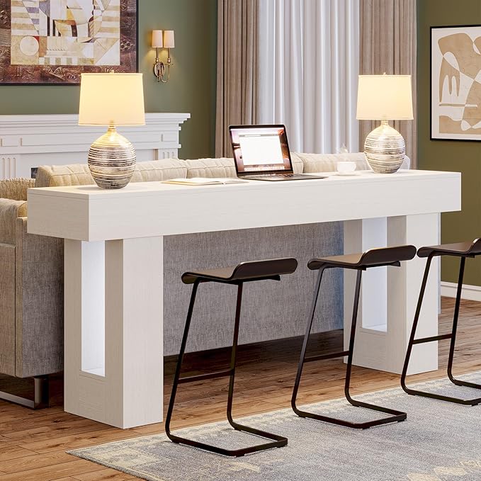 Tribesigns 63-Inch Long Console Table, Wooden Rectangular Sofa Table Behind The Couch, Farmhouse Entryway Table for Entrance, Hallway, Living Room (White)