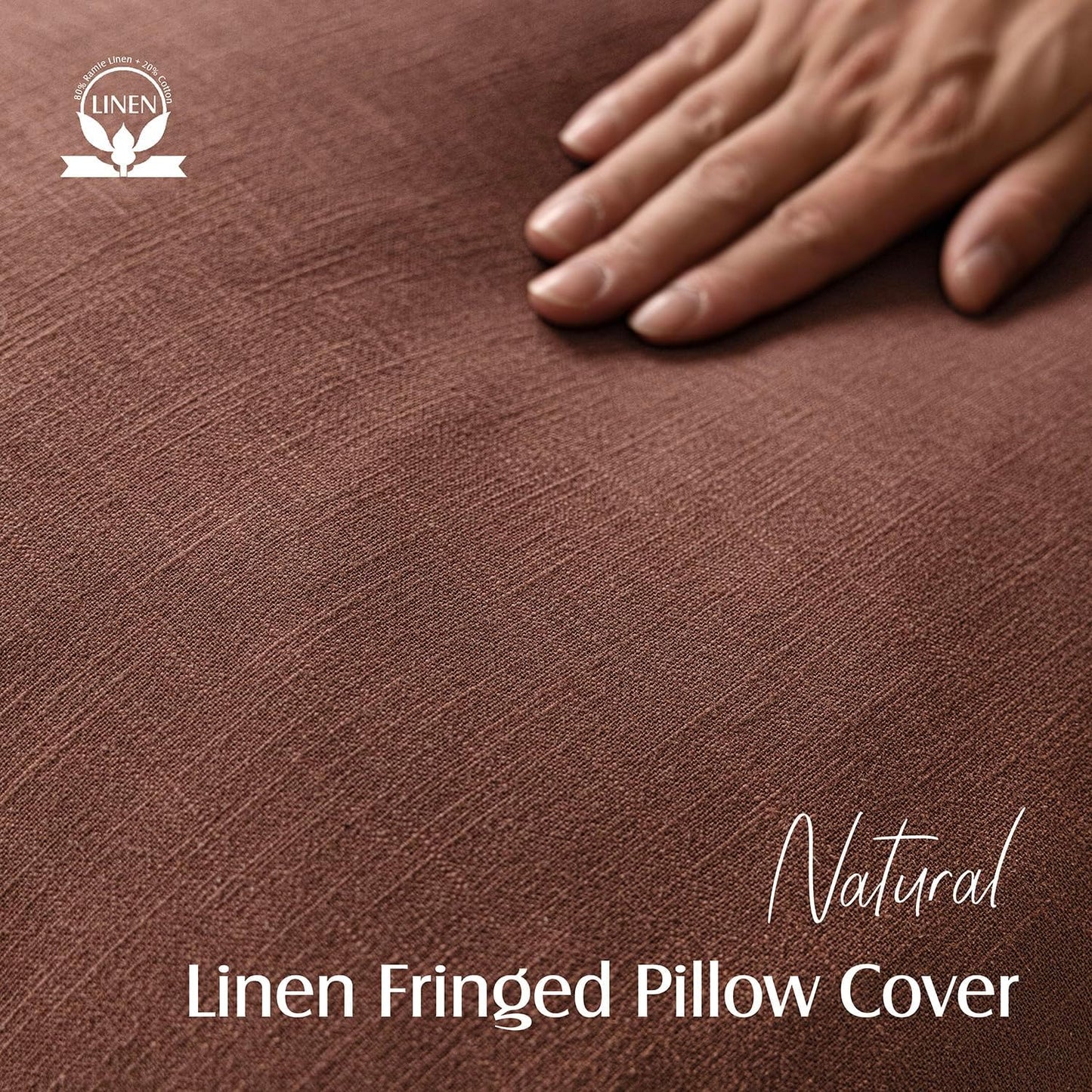 Foindtower Set of 2 Decorative Linen Fringe Throw Pillow Covers Boho Farmhouse Cushion Cover with Tassels Soft Accent Pillowcase for Couch Chair Sofa Bed Living Room Home Decor,20×20 Inch,Rust Red