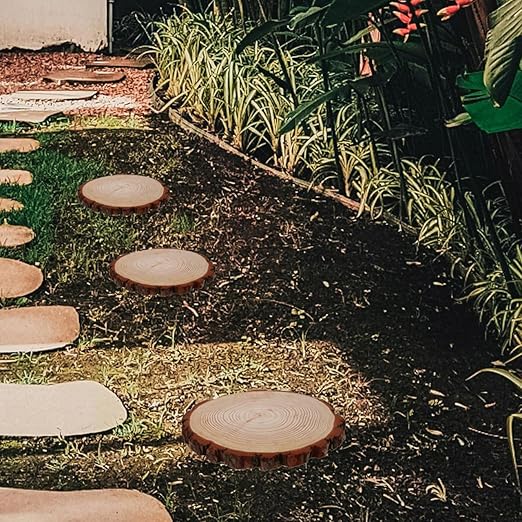 Mipcase Wooden Garden Stepping Stones Outdoor for Walkway Decorative Wood Pathway Stones for DIY Garden Projects and Pathmaker