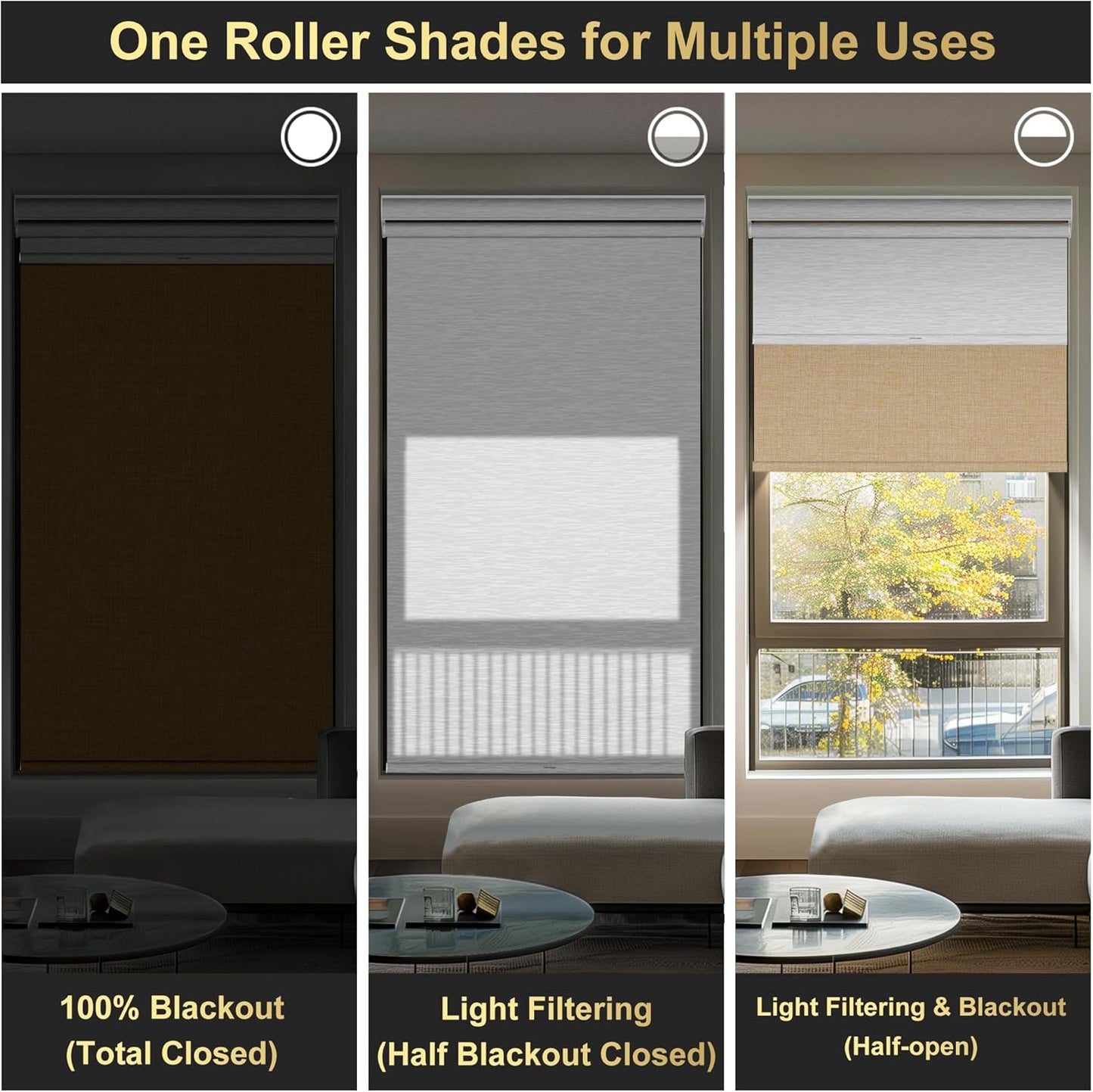 BERISSA Cordless Dual Roller Shades with Cassette Valance,Double Window Shades Blackout and Light Filtering Shades,Day and Night Roller Shades for Home Office Door.Linen Beige and White.45 W x 48" H
