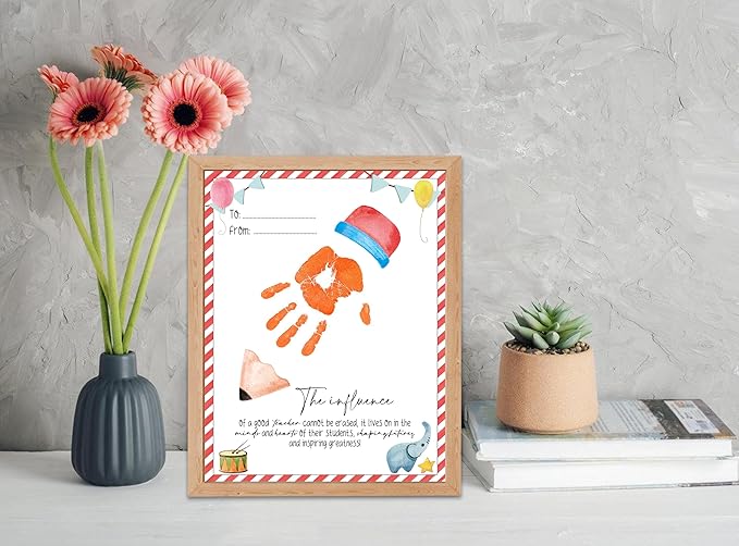 Handprint Kit for Teacher Appreciation Gifts, 10 Bulk Personalized Teacher Appreciation Cards, 8.5x11 Inch DIY Art Handprint Keepsake end of Year Gifts for Day Care Graduation or Back to School