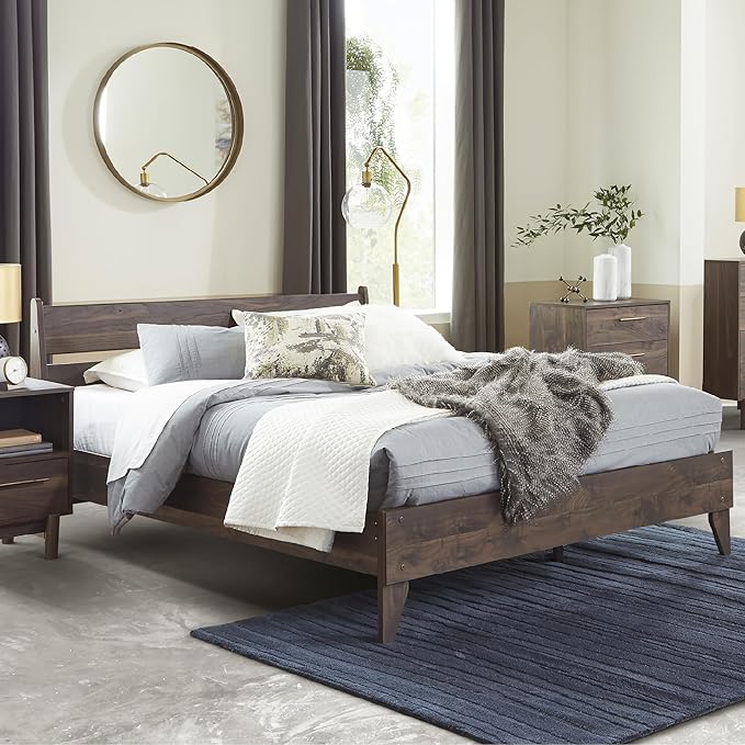 Signature Design by Ashley Calverson Casual Queen Panel Platform Bed, Wood, Foundation or Box Spring Not Needed, Bed A Box, Dark Brown Finish