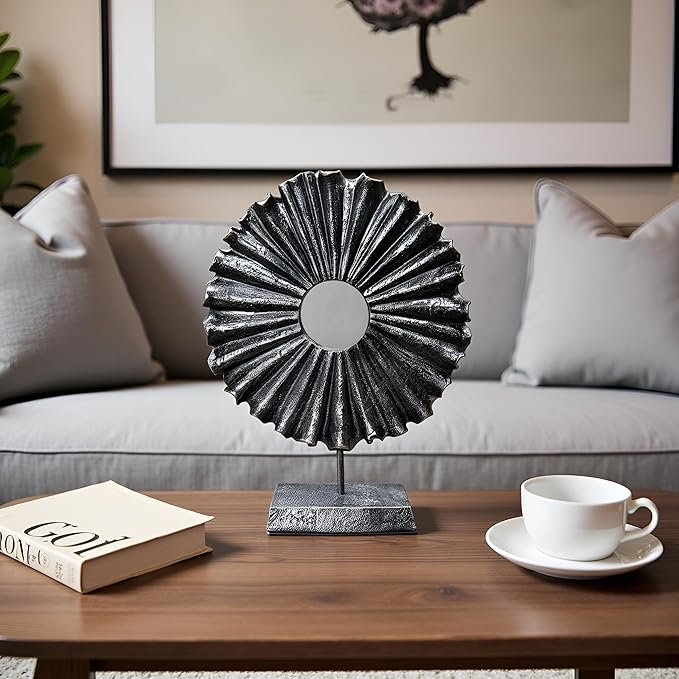 Modern Abstract Round Decorative Sculpture, Dining Living Room Desk Decor,Geometric Home Decor Statues,Shelf Top Decor Aesthetics, Coffee Tables or Office Shelves（Bronze Colored）