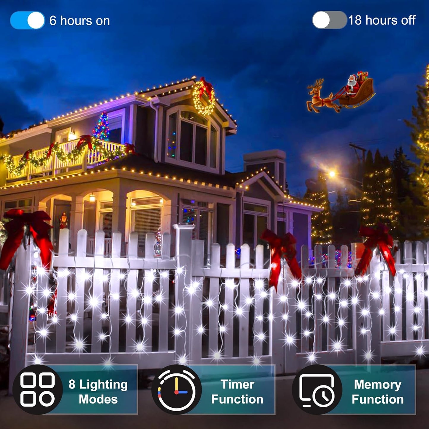1620 LED Christmas Outdoor Lights with 360 Drops, 164ft Hanging Curtain Lights with 8 Modes Timer & Memory, Waterproof Christmas Fairy Lighs for House Roof Holiday Wedding Christmas Decor (Cool White)