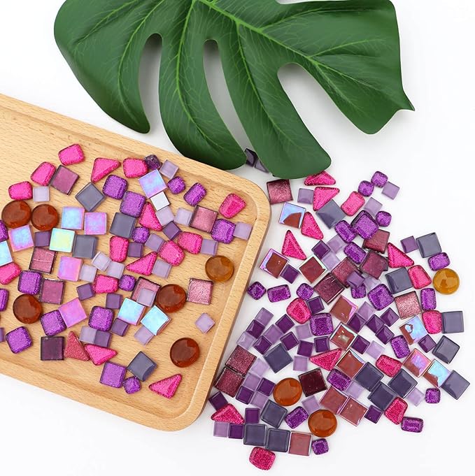 LITMIND Assorted Purple Irregular Crystal Mosaic Tiles, 9oz Value Pack - Perfect for Art Crafts, Mosaic Making Projects, Home Decor, and More