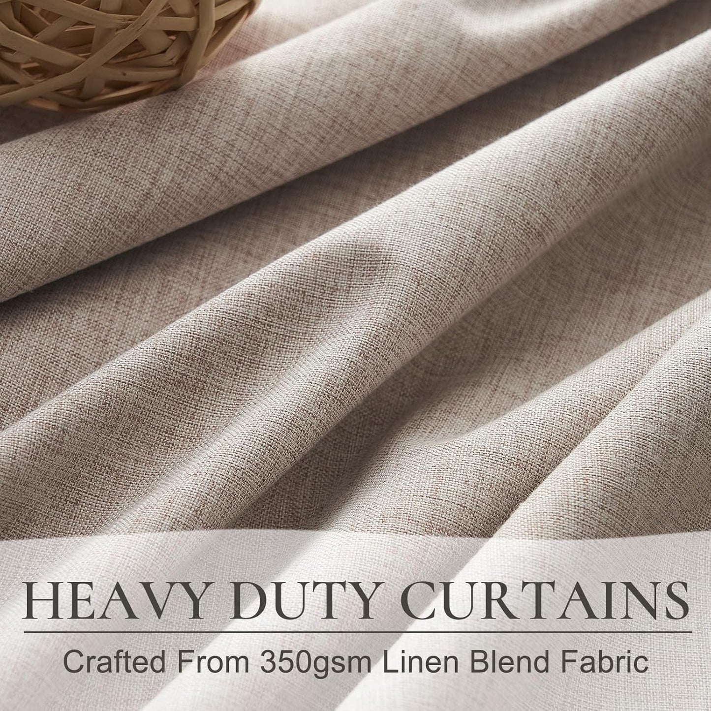 Pinch Pleated Flax Linen Blackout Extra Wide Curtain Panels for Living Room/Sliding Glass Door, Thick Burlap Memory Trained Window Drapes Insulated with Back Tab Dining Room (70"Wx102"Lx2 Panels)