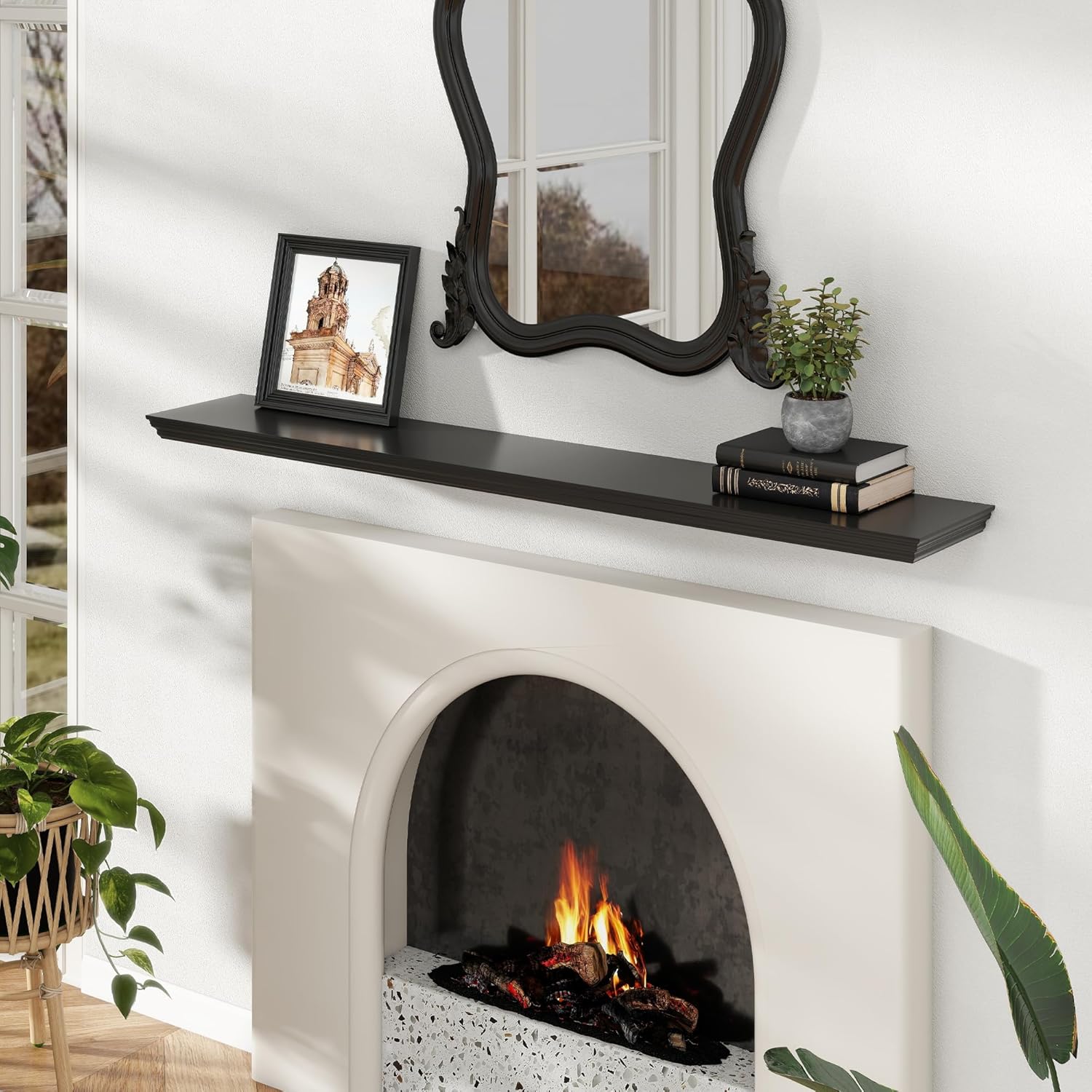 Floating Shelves for Wall, 55 Inch Long Wall Mounted Black Hanging Shelf for Kitchen, Living Room, Office, Bedroom, Bathroom, Retro Vintage Wood Bookshelf for House Decor - Décor Diaries