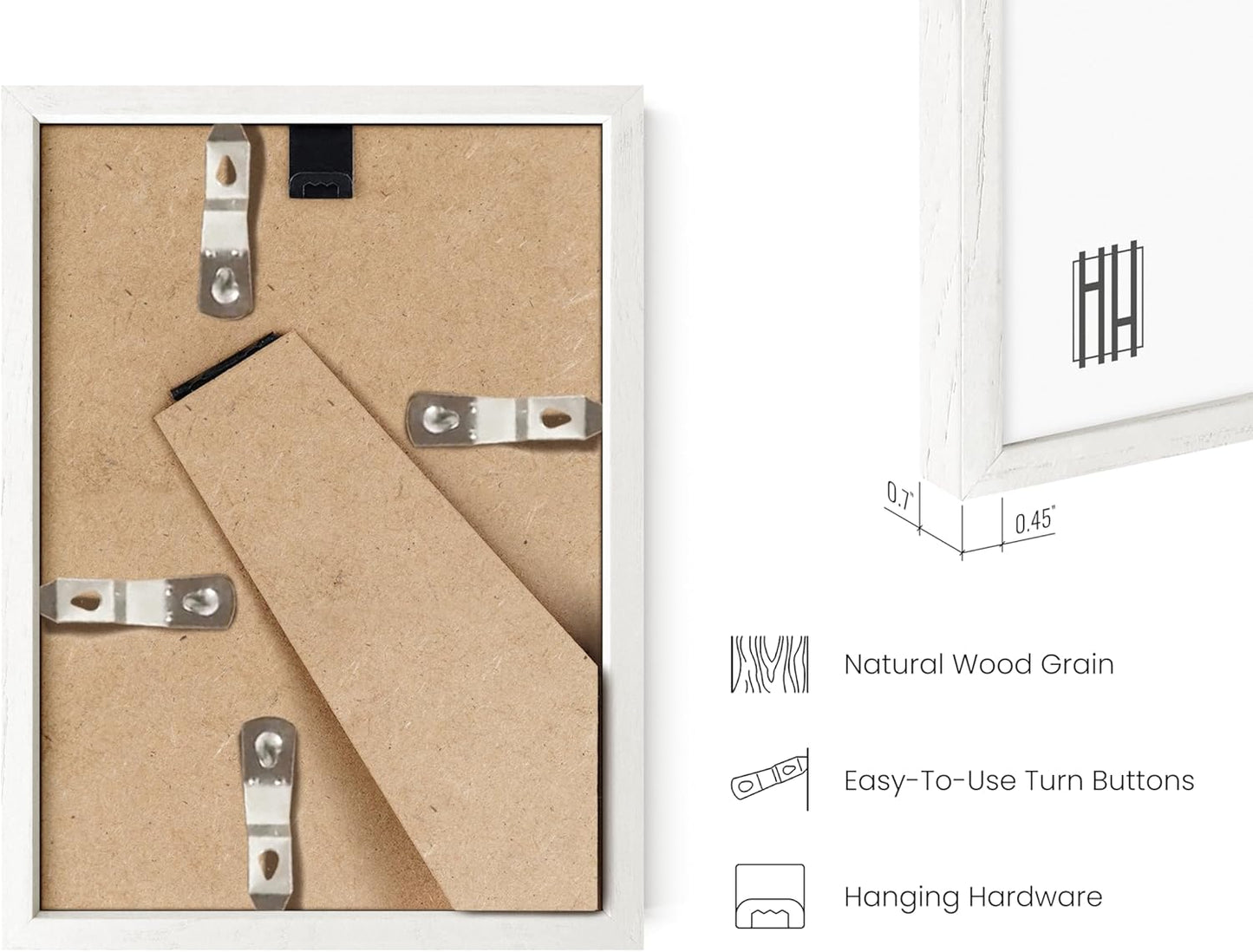 Haus and Hues 5x7 Natural White Wood Photo Frame Set of 25 - Mini Picture Frames Bulk Gallery Set - Premium Bulk Picture Frames 5x7 for Stylish Photo Gallery Wall Frame Set - Ideal for Home & Office