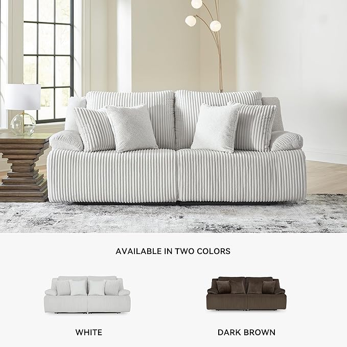 Signature Design by Ashley Top Tier Coastal 2-Piece Reclining Sectional Loveseat with 4 Accent Pillows, Light Gray
