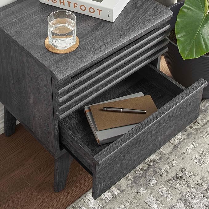 Modway Render Mid-Century Modern, Nightstand, Charcoal