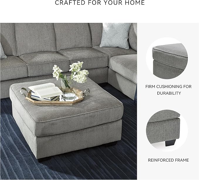 Signature Design by Ashley Altari Modern Square Oversized Ottoman, Light Gray
