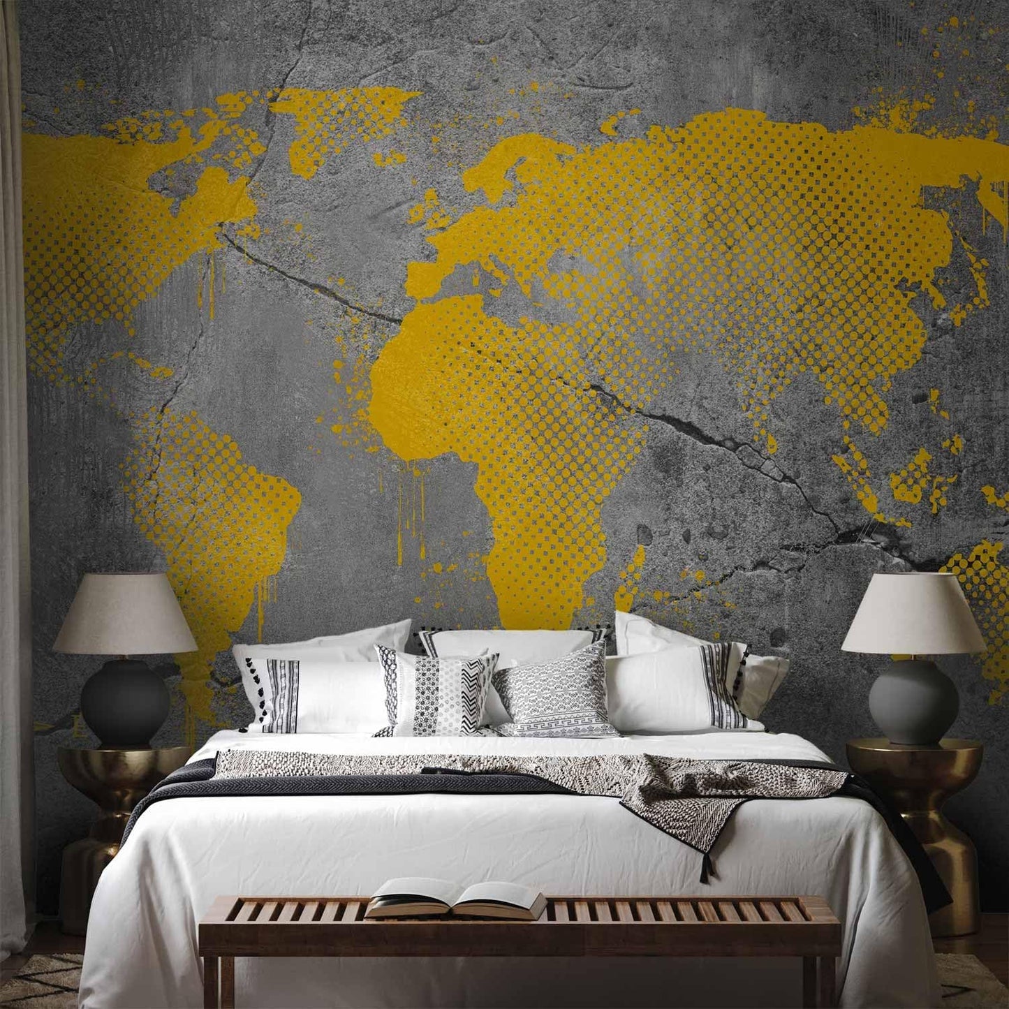 artgeist Wall Mural World Map 96x69 in - XXL Peel and Stick Self-Adhesive Wallpaper Removable Large Sticker Foil Wall Decor Print Picture Image Design Map of The World k-A-0494-a-a