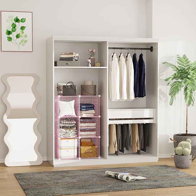 C&AHOME Wire Cube Storage, 6 - Cube Organizer Metal C Grids, Modular Shelves Units, Closet Organizer, Ideal for Home, Office, Living Room, 36.6”L x 12.4”W 36.6”H, Pink UWCS3006P