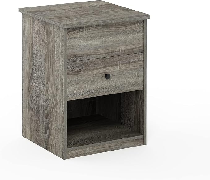 Furinno Jensen Lift Top Nightstand, French Oak Grey