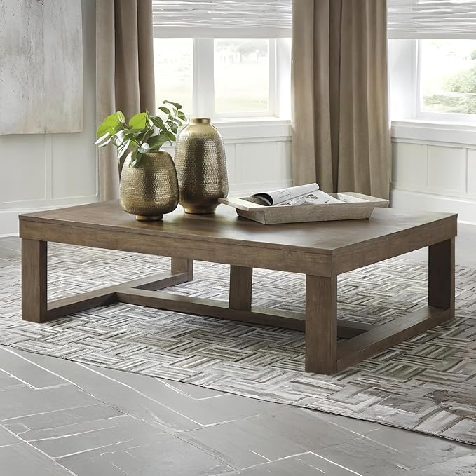 Signature Design by Ashley Cariton Contemporary Rectangular Cocktail Table, Brown