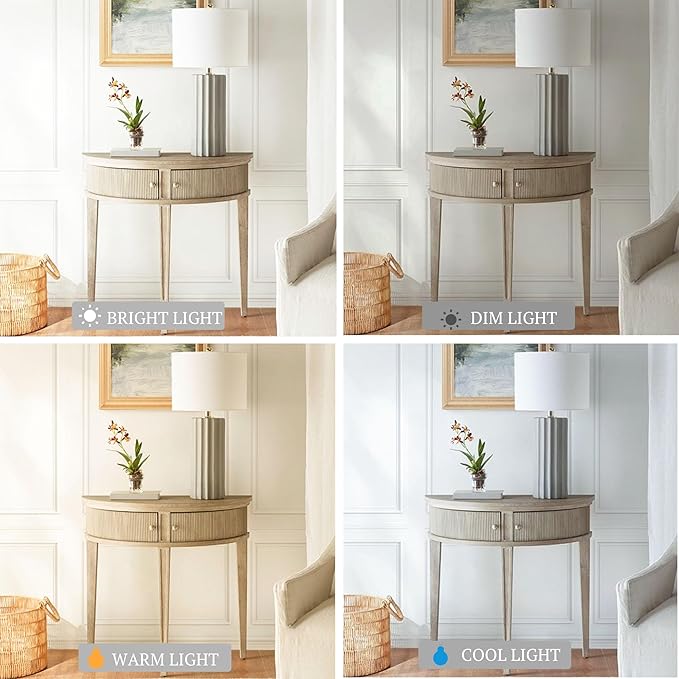Martha Stewart Crestview Hall Console Table for Entryway with Storage, Solid Rubber Wood Frame, Vintage Demilune Shape, Bronze Knobs, Farmhouse Living Room Furniture Décor, 36" Wide Reclaimed Greige