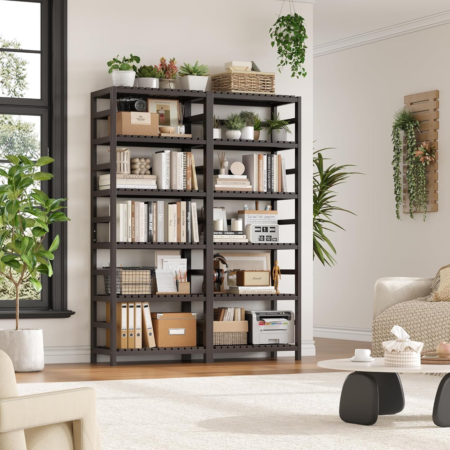FOTOSOK 6-Tier Bamboo Shelf, Bamboo Bookcase with Adjustable Shelves, Free Standing Storage Shelf Unit, Plant Flower Stand for Kitchen, Bathroom, Home Office, Vintage - Décor Diaries