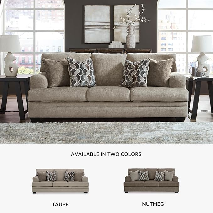 Signature Design by Ashley Stonemeade Casual Sofa with 4 Toss Pillows, Light Brown