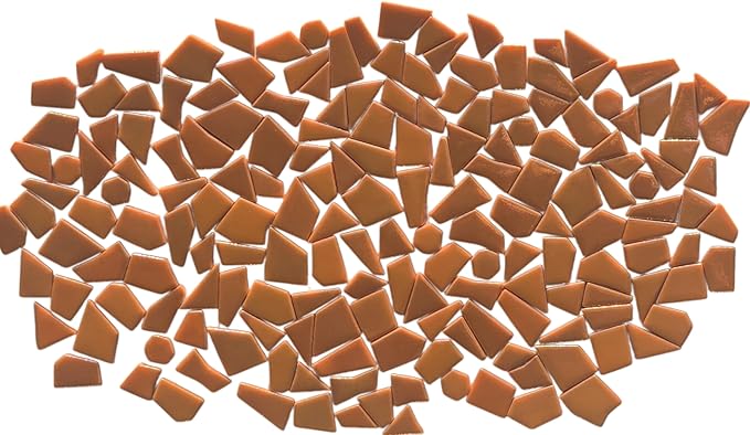 Irregular Glass Mosaic Tiles Bulk 500g Glossy and Iridescent Mosaic Glass Tiles for DIY Projects and Arts and Crafts Solid Colors and Mixes (Iridescent Orange)