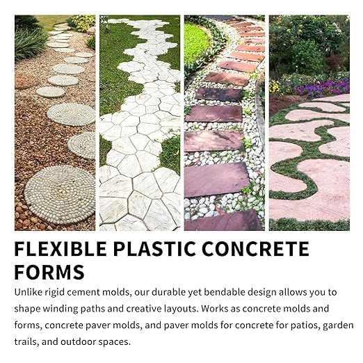 Concrete Molds for Pavers,Set of Flexible Stepping Stone Molds for Concrete,DIY Garden Pavers (16 Feet)