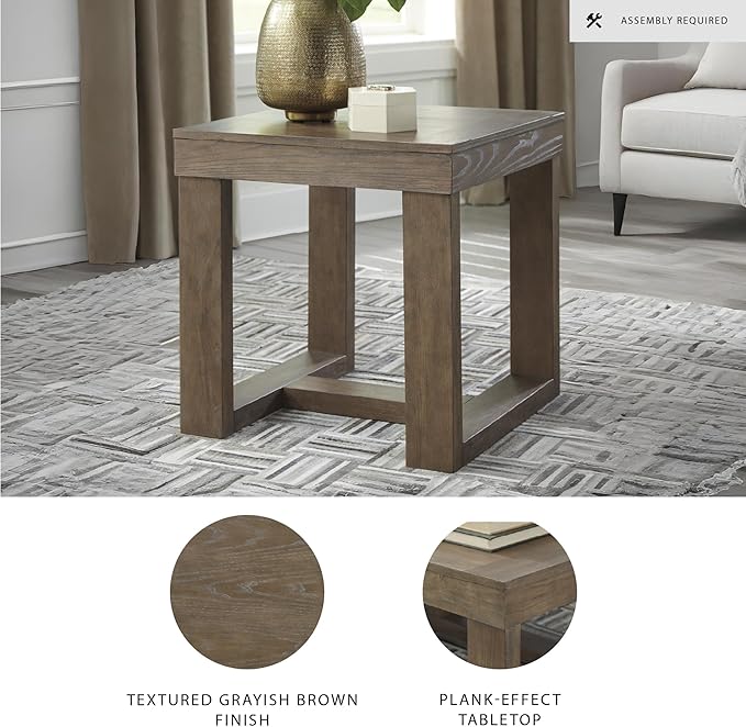 Signature Design by Ashley Cariton Contemporary Oversized Square End Table, Grayish Brown