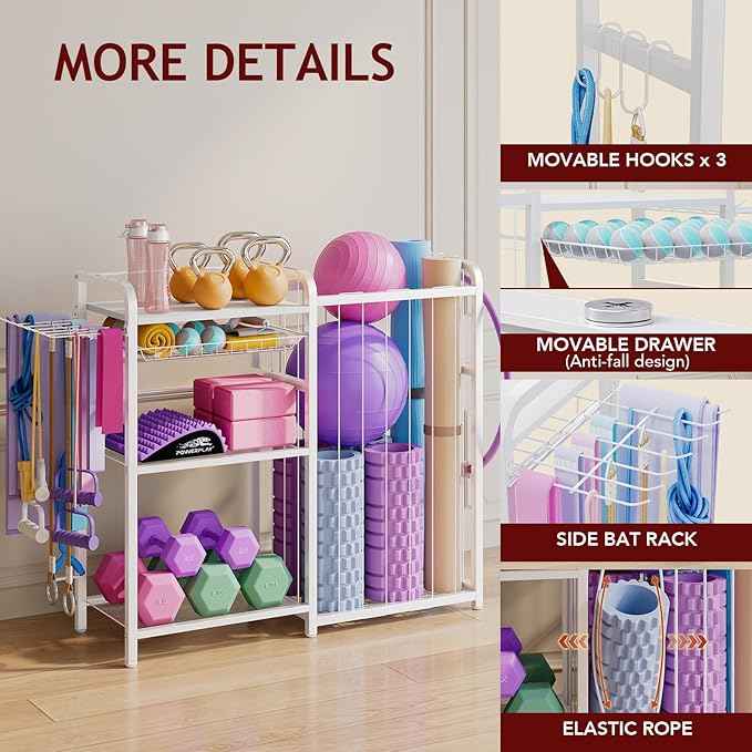 Garage Sports Equipment Organizer, Ball Storage for Gear and Toys, Large Capacity, Sports Organizer for Garage with Hooks and Baskets