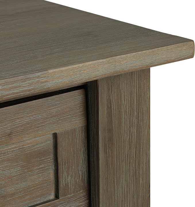 SIMPLIHOME Monroe End Table - 22 inch Wide Solid Acacia Wood Side Table in Distressed Grey, Rustic Contemporary Accent Table for Living Room or Bedroom with Drawer and Shelf