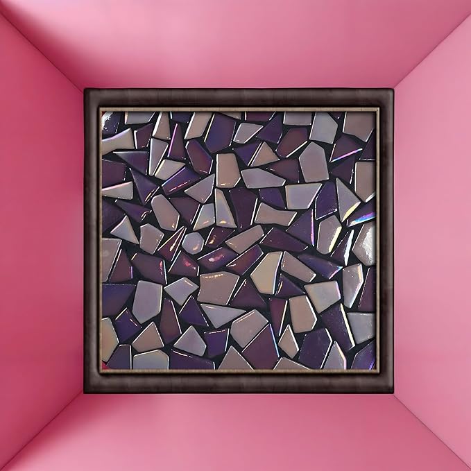Irregular Glass Mosaic Tiles Bulk 500g Glossy and Iridescent Mosaic Glass Tiles for DIY Projects and Arts and Crafts Solid Colors and Mixes (Iridescent Light Pink)