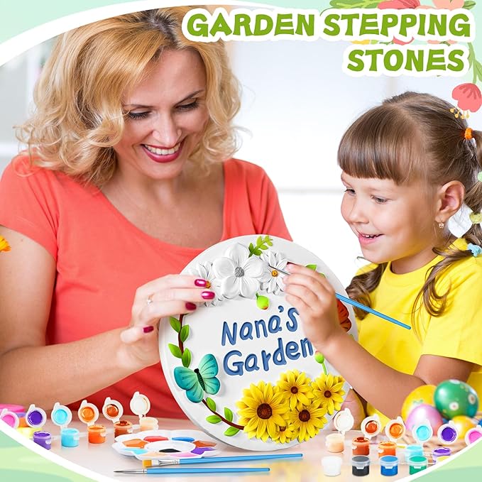 Juexica DIY 9.5 Inch Grandma's Garden Stepping Stone, Woman Gifts for Mom, Paint You Own Garden Stepping Stones, Woman Gifts for Nana,Stepping Stones(Nana,9.5 Inch)