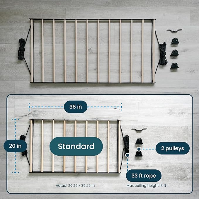 Ceiling Laundry Drying Rack w/Pulley System (36 INCHES)