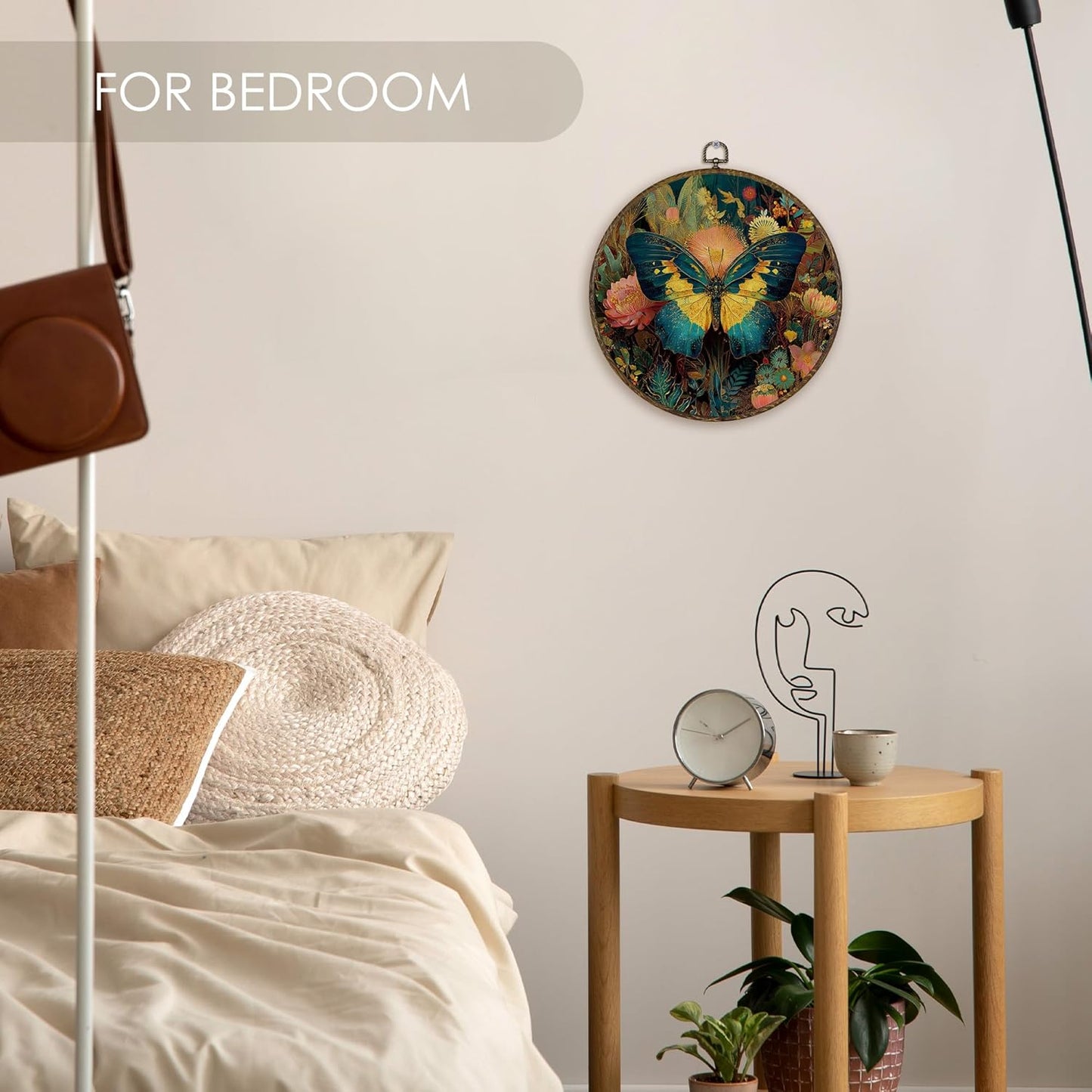 Fewgb Vintage Moody Butterfly Round Wall Art Decor Framed for Bedroom Living Room Bathroom, Dark Cottagecore Academia Canvas Wall Art Prints Picture, Gothic Hanging Room Decor Artwork 10x10