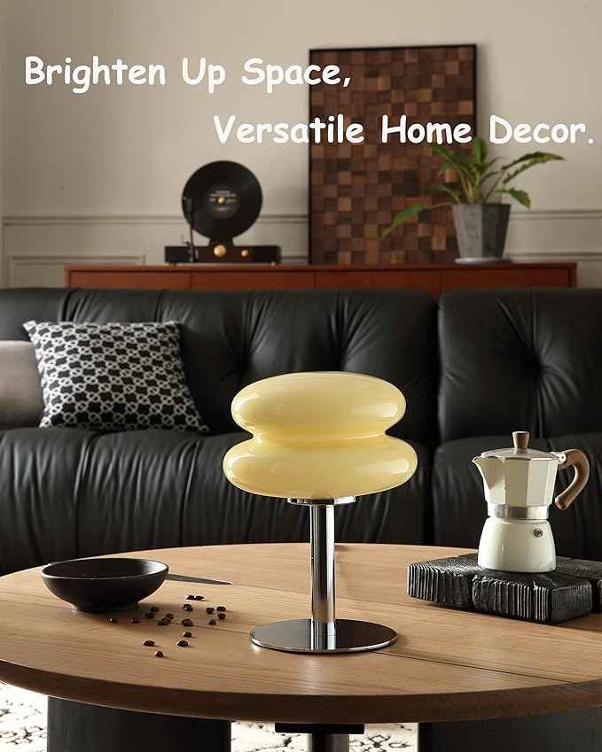 Mushroom Lamp Table Lamp for Night Stands,Mid Century Modern Desk Lamps for Bedroom, Vintage Dimmable Bedside Small Lamps, Cute Cool Home Room Aesthetic Decor for Living Room(Cream)