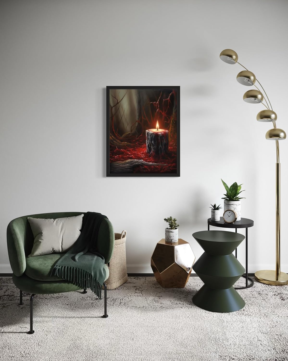 Gothic Candle Poster Art Print, Halloween Scary Vintage Wall Art Academia Spooky Painting Decoration for Horror Prints, Posters Bedroom Decor 89 (Gothic Candle, 16 x 20 inches, Unframed)