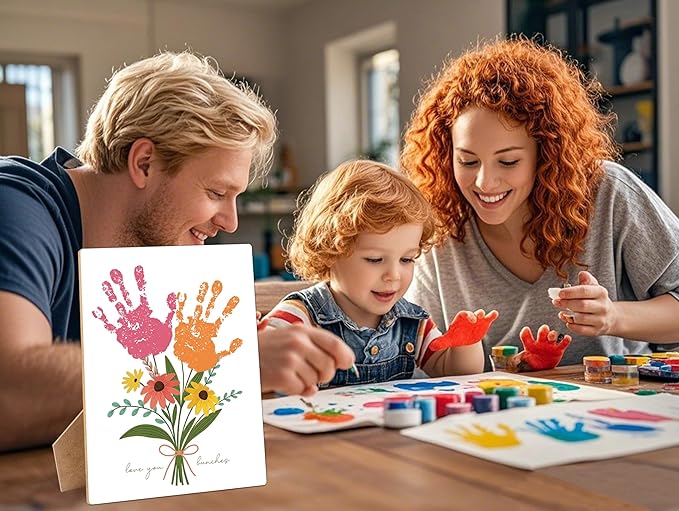 Mother's Day Christian Flower Handprint Art Wooden Making Sign, Mothers Day Crafts Bible Verse Gifts for Mom Grandma Grandmother, Baby Handprint Keepsake for Family Sunday School Activities, 9x12 In
