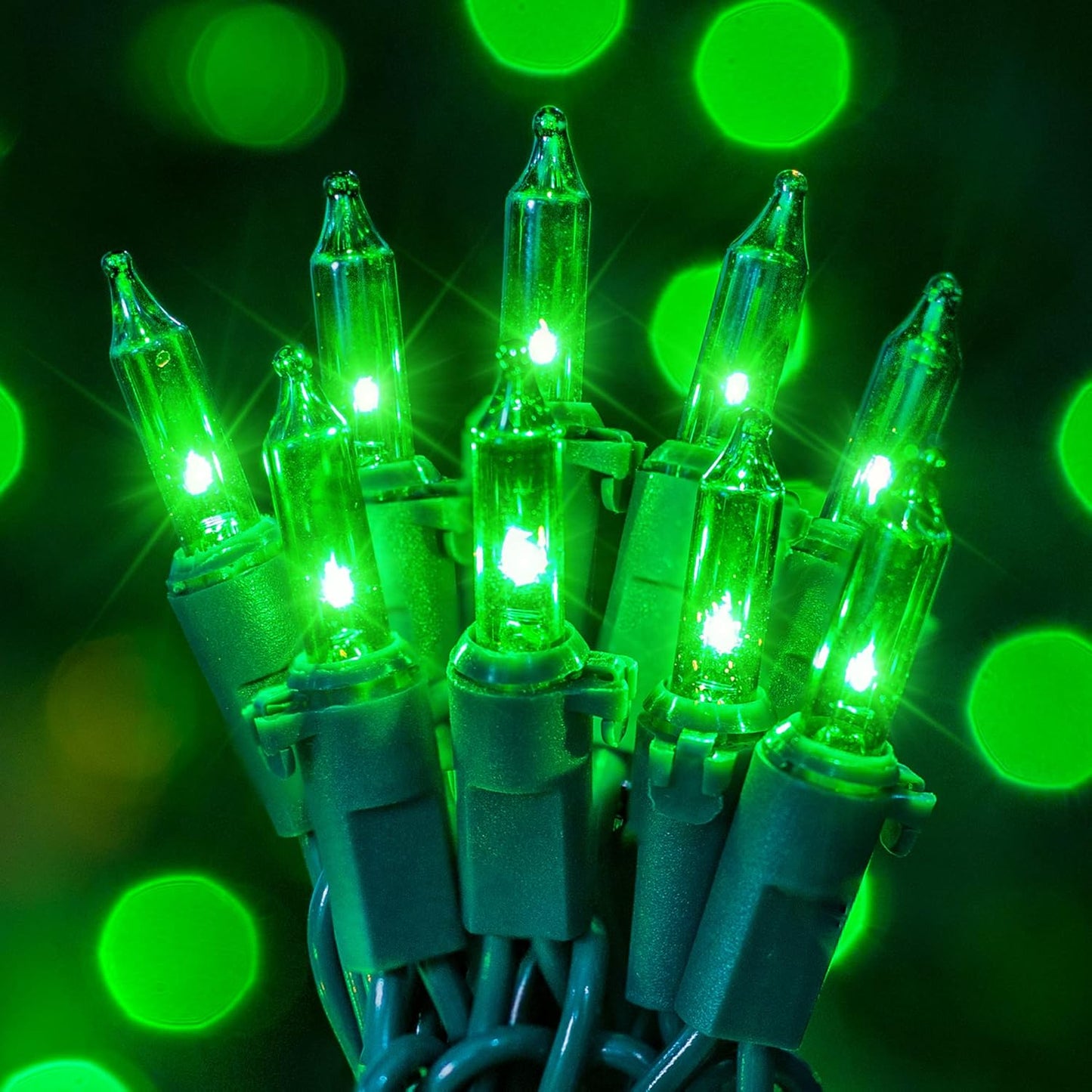 Hopolon St. Patrick's Day Mini String Lights, 2PACK 50Count 13Feet Incandescent Bulb Waterproof Green Fairy Lights Plug in for Indoor Outdoor Halloween Party Patio Christmas Decor,Green