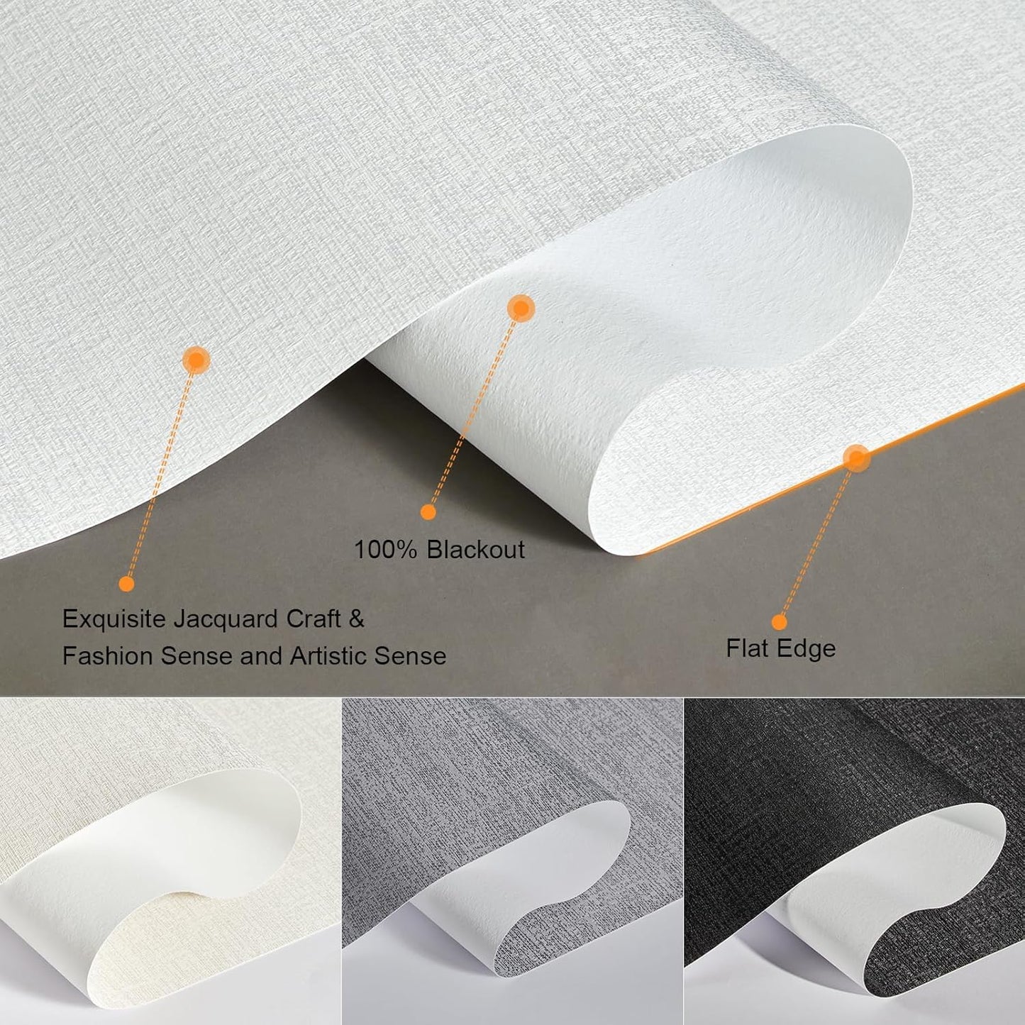 Persilux Blackout Roller Shades & Blinds Windows Shades Free-Stop Blackout Blinds with Jacquard Fabric,Cordless Blinds Pull Down Shades for Home, Easy to Install for Door/Office, White(70" W x 84" H)