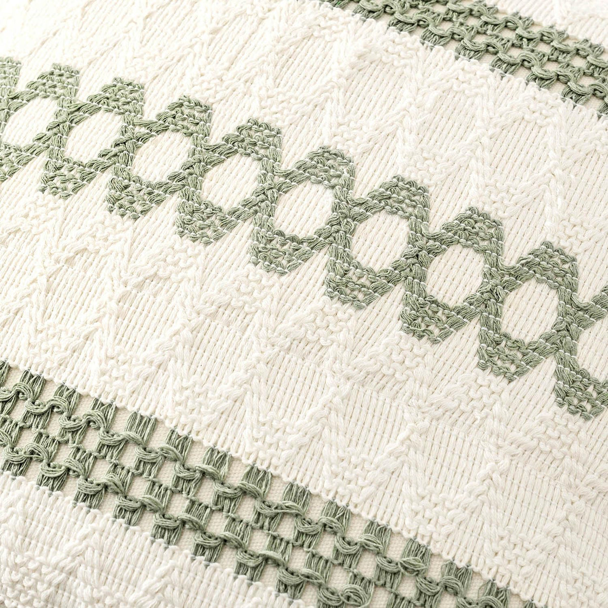 Set of 2 Sage Green Boho Decorative Lumbar Pillow Covers 12x24 Inch (2 Count)