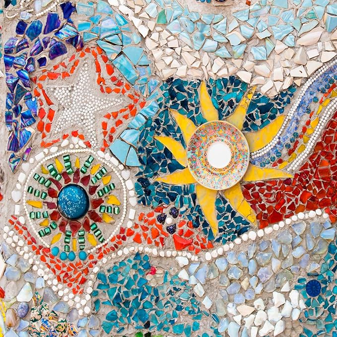 uxcell Ceramic Mosaic Tile, About 200g Teardrop Leaf Tile Mosaic Block for Handicrafts Artwork, Blue/White/Purple