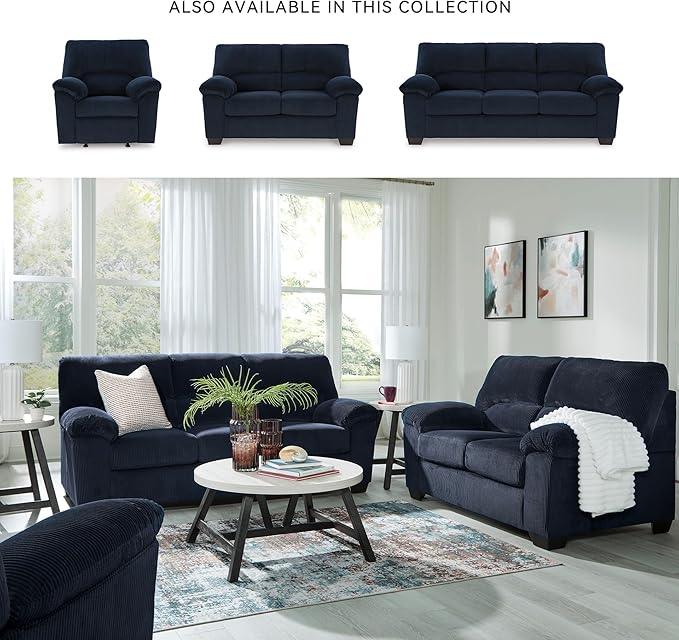Signature Design by Ashley SimpleJoy Contemporary Loveseat for Living Room, Blue