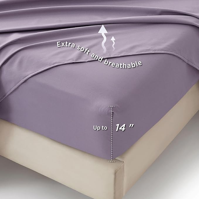 Bedsure Grayish Purple Full Comforter Set - 7 Pieces Floral Bedding Sets Full Bed in a Bag with Reversible Botanical Flowers Comforter, Sheets, Pillowcases & Shams