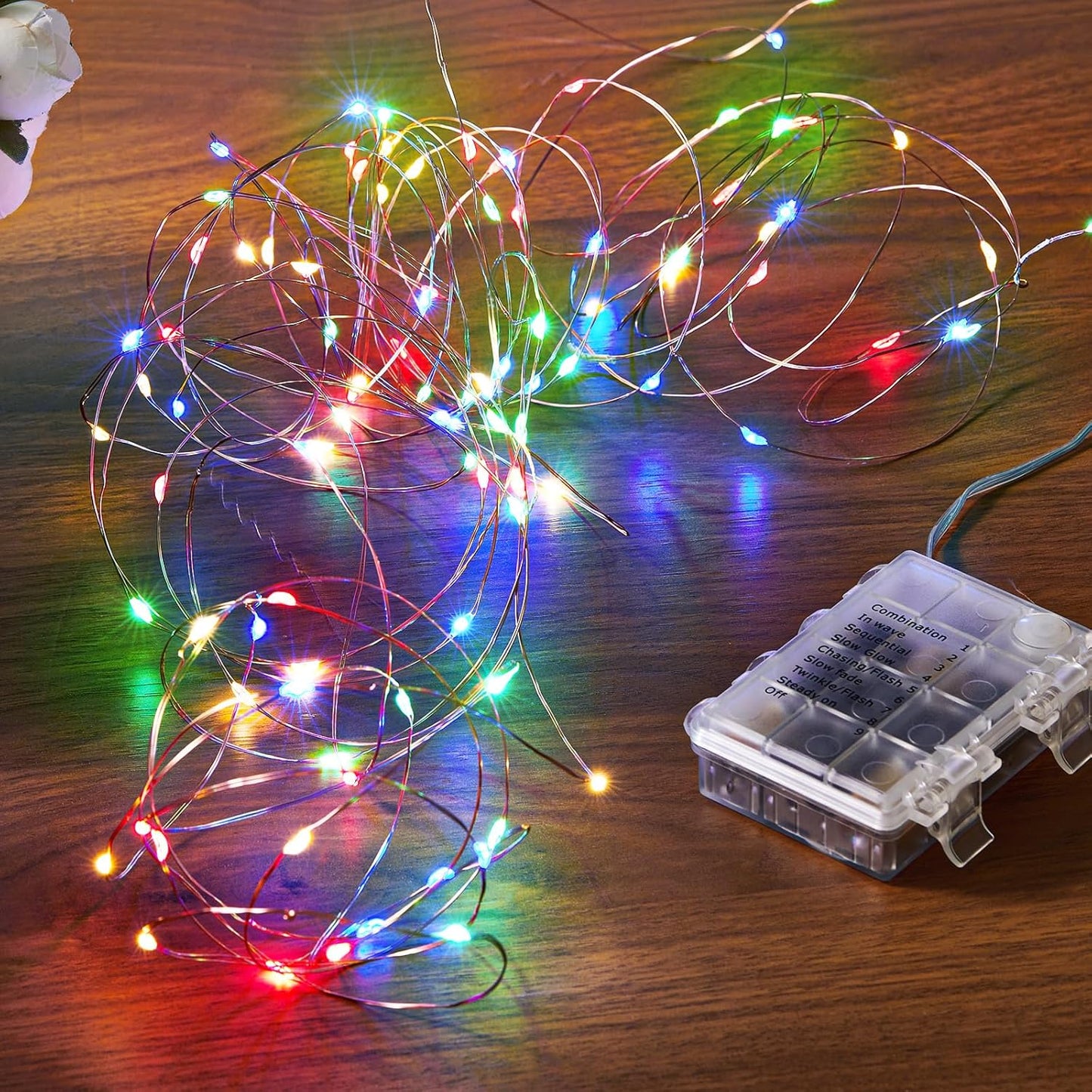 4 Pack 16.4 Ft. Battery Operated Outdoor String Lights with Remote & Timer, LED Multi Color Fairy Lights, Waterproof Twinkle Lights for Bedroom, Dorm, Mason Jar, Wedding, Party, Christmas