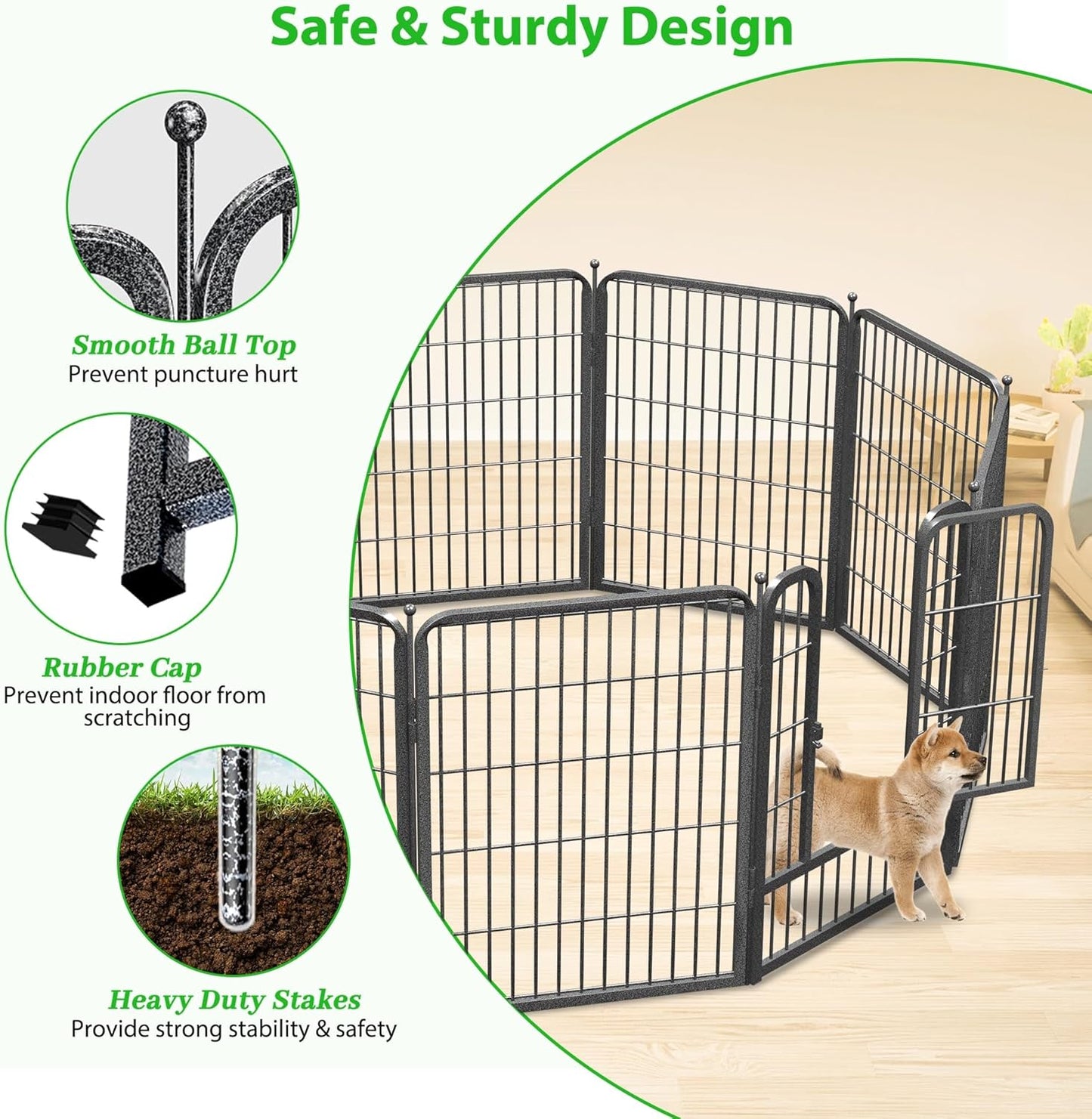 Decorative Black Metal Fencing Garden Fence with Gate, 82ft(L) 32in(H) 36 Fence Panels No Dig Fence Rustproof Animal Barrier Fence Temporary Dog Panels Fencing Outdoor