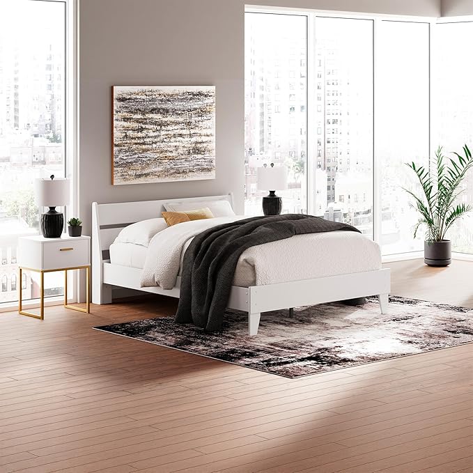 Signature Design by Ashley Socalle Casual Queen Panel Platform Bed, Foundation or Box Spring Not Needed, White