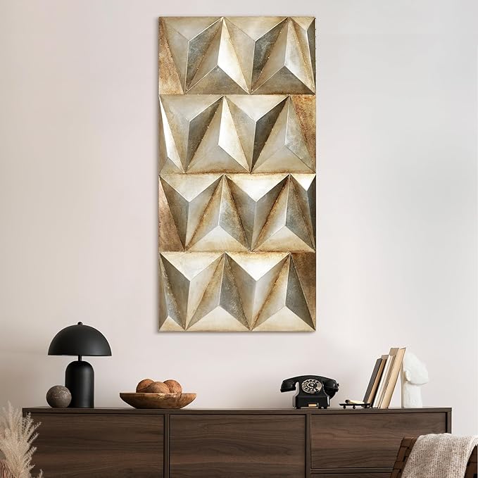 Empire Art Direct Steel 3D Iron Wall Art, Mixed Media Hand Painted Wall Sculpture,Ready to Hang, Living Room, Bedroom,Glod