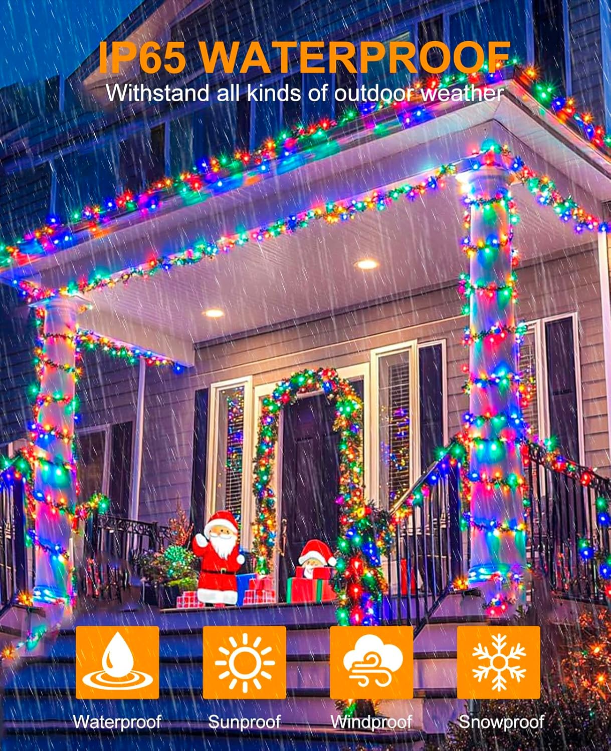 40FT 120 LED Christmas Lights Outdoor, Green Wire Christmas Tree Lights with 8 Modes & Waterproof, Connectable Plug in String Light for Indoor Bedroom Yard Party Wedding Decorations, Multicolor